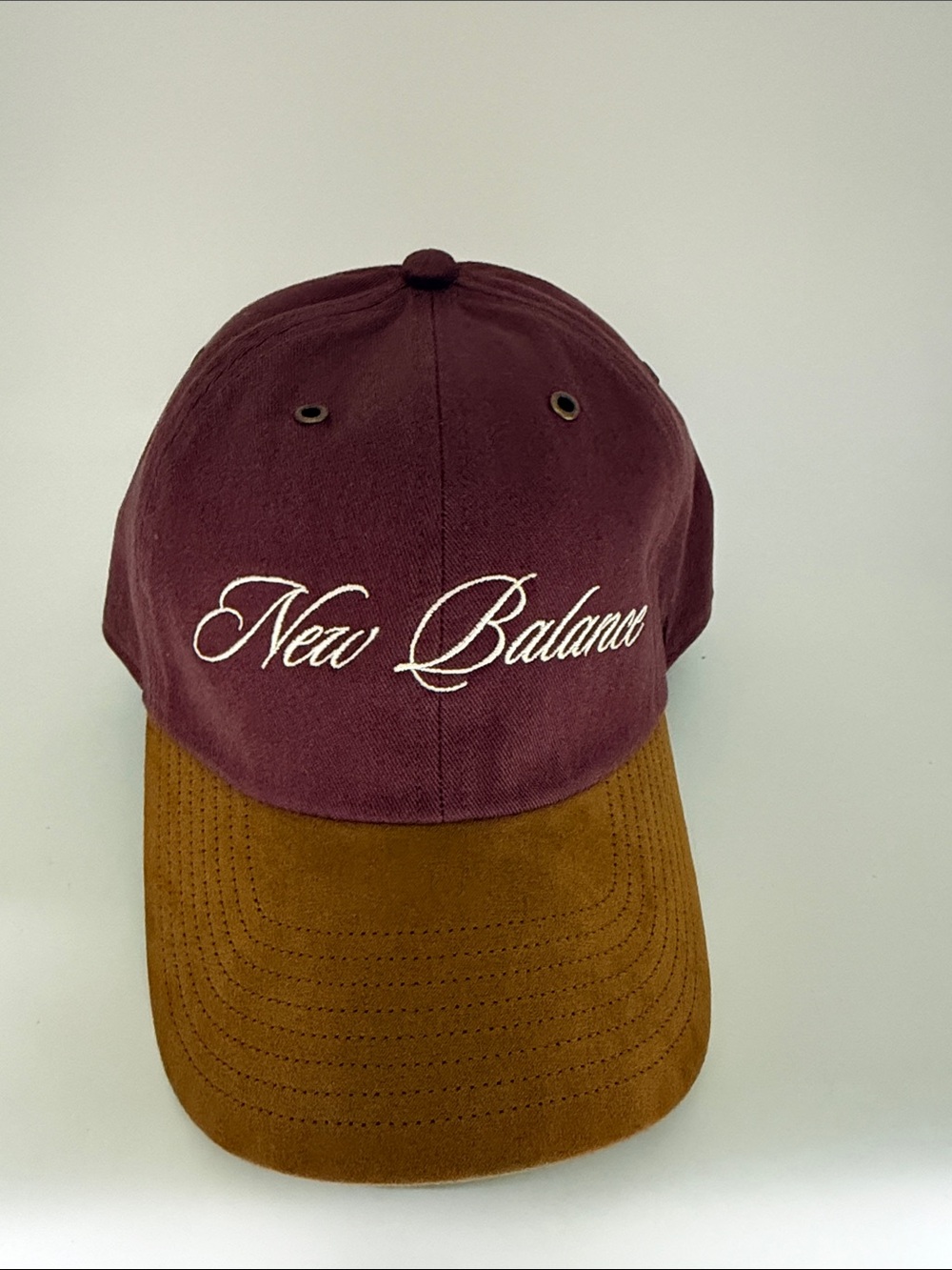 New Balance Burgundy & Brown Suede-Style Cap